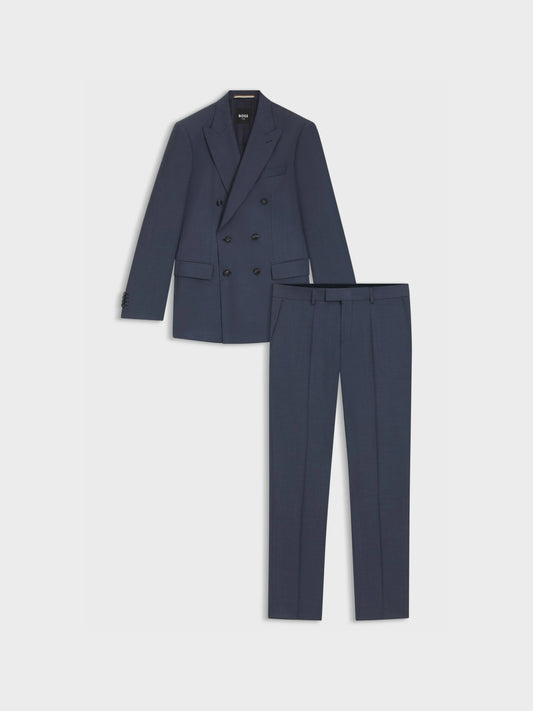 BOSS - Men's Two-Piece Slim-Fit Suit In Patterned Virgin Wool