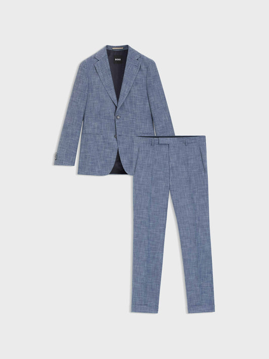 BOSS - Men's Two-Piece Slim-Fit Suit In Cotton And Virgin Wool