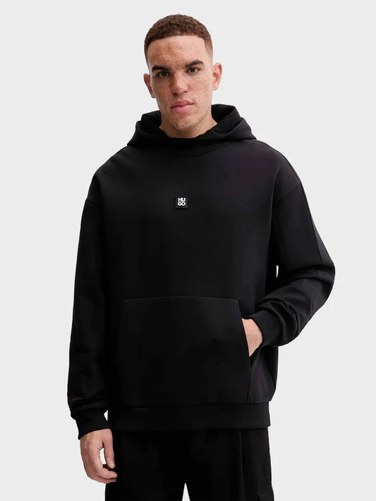 HUGO - Men's Geometric Tape Hoodie In A Cotton Blend