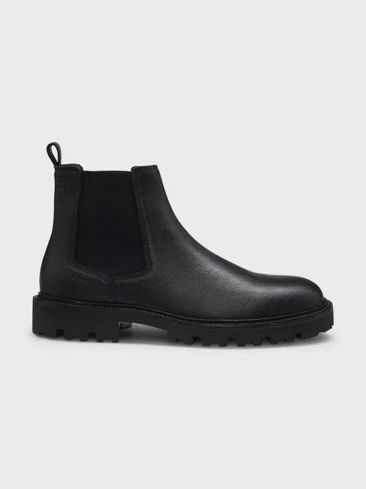 BOSS - Men's Chelsea Boots in Grained Leather with Lug Sole